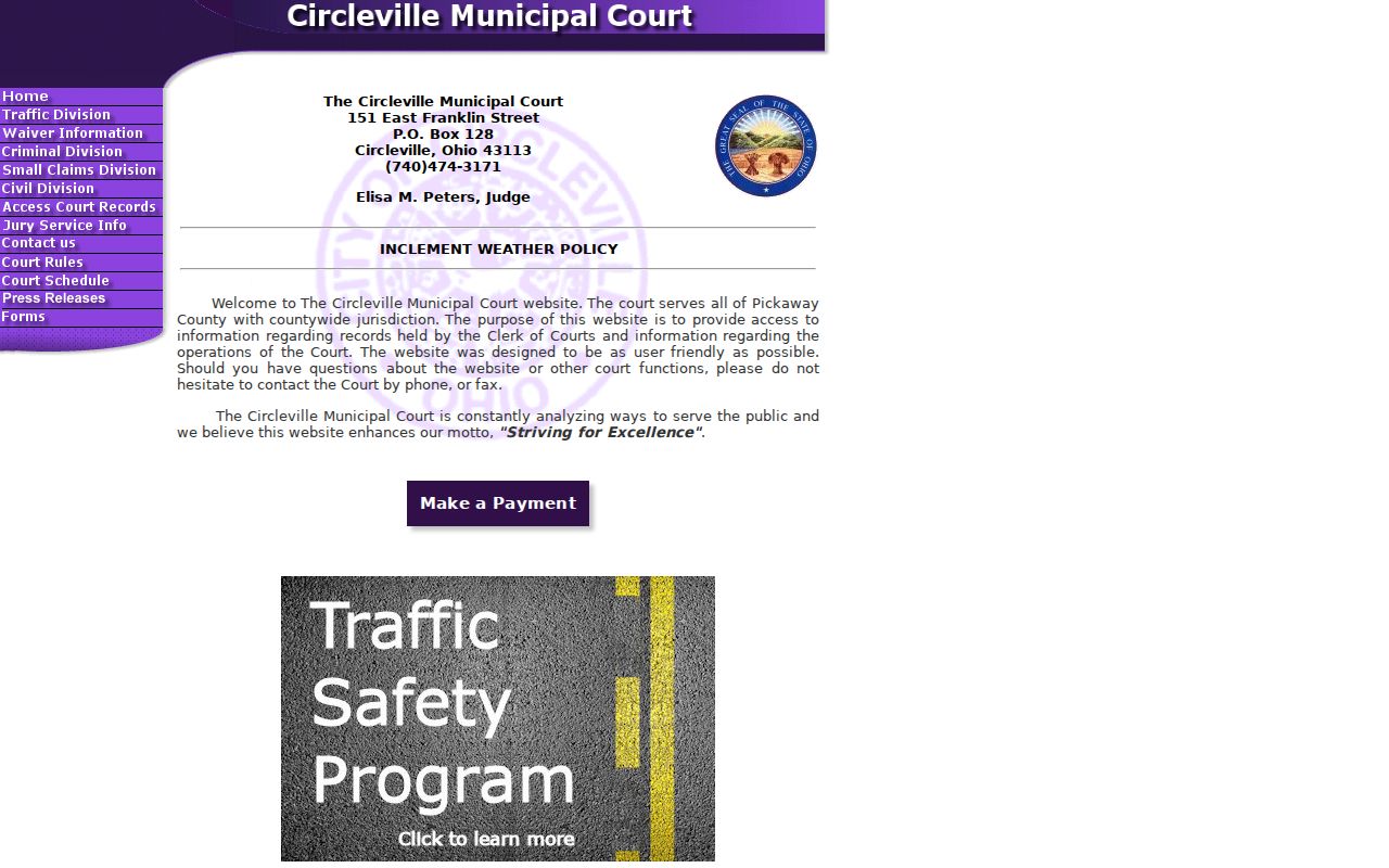 Circleville court records Municipal Court countywide service