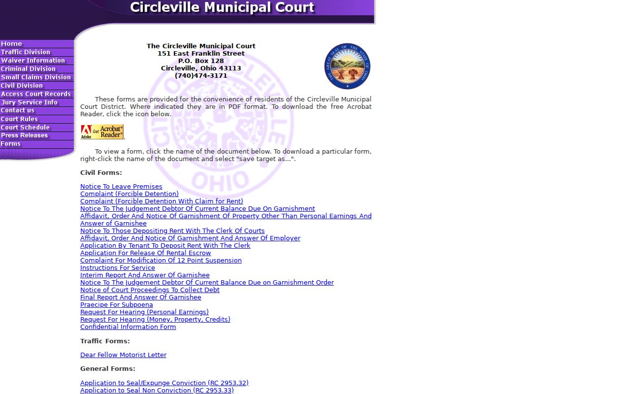 Circleville court records court forms source