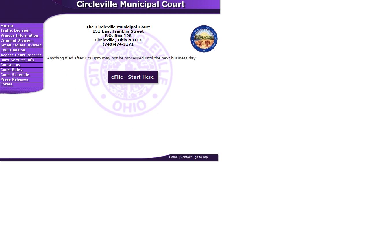 Circleville court records Municipal Court electronic filing route