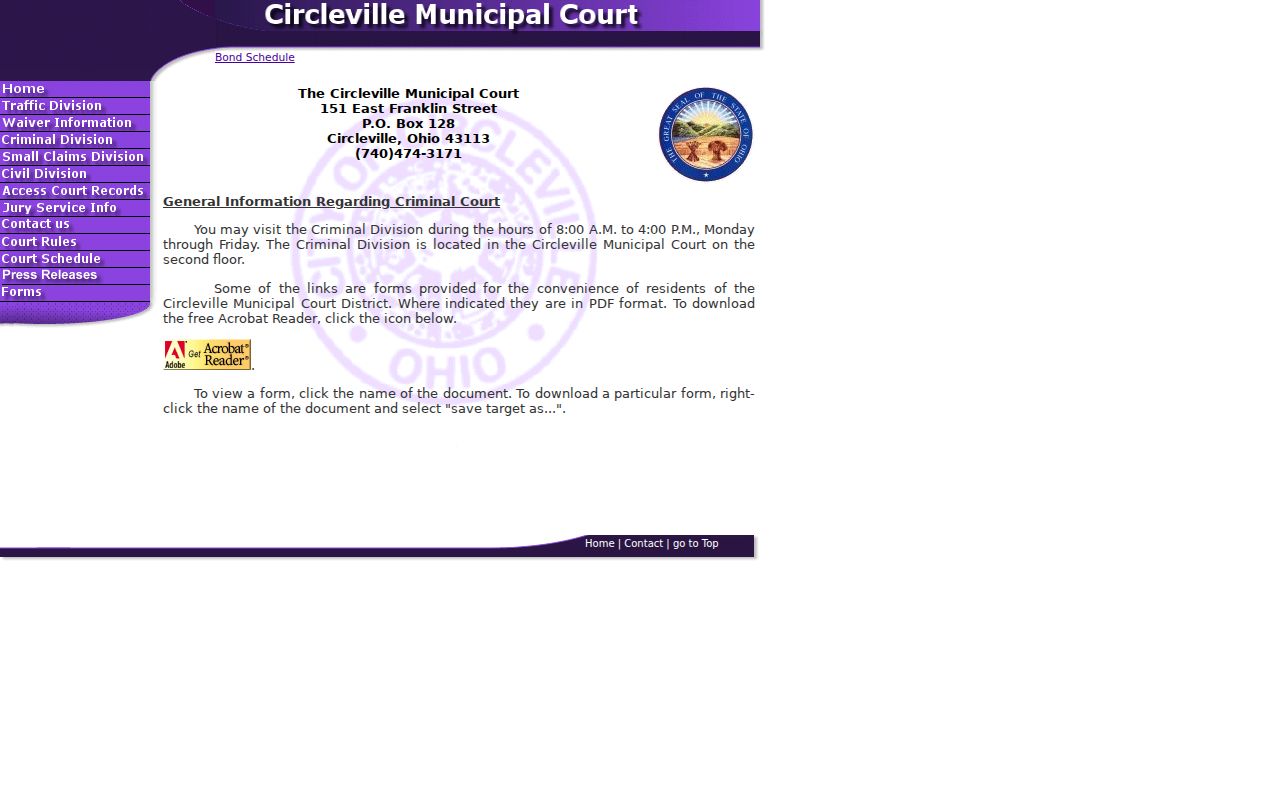 Circleville court records Municipal Criminal Division