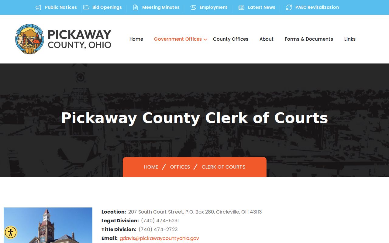 Pickaway County court records Clerk of Courts office