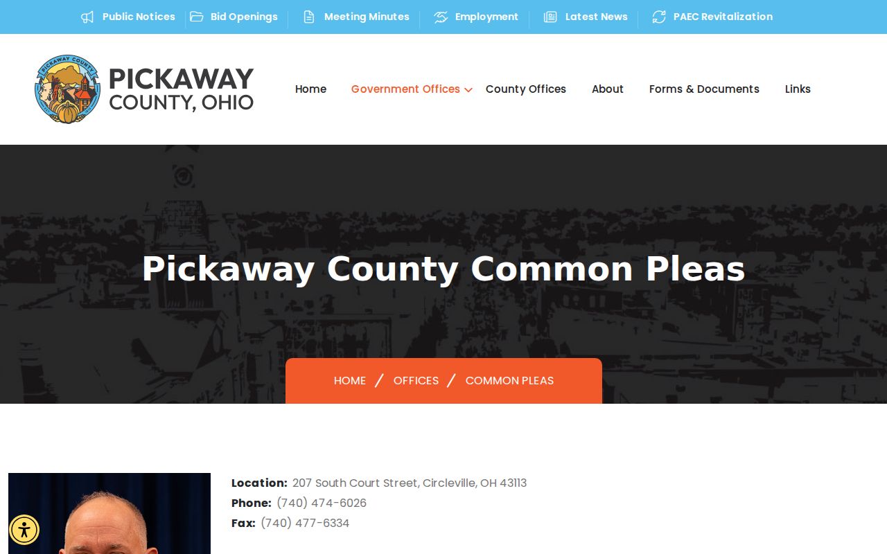 Pickaway County criminal court docket Common Pleas court information
