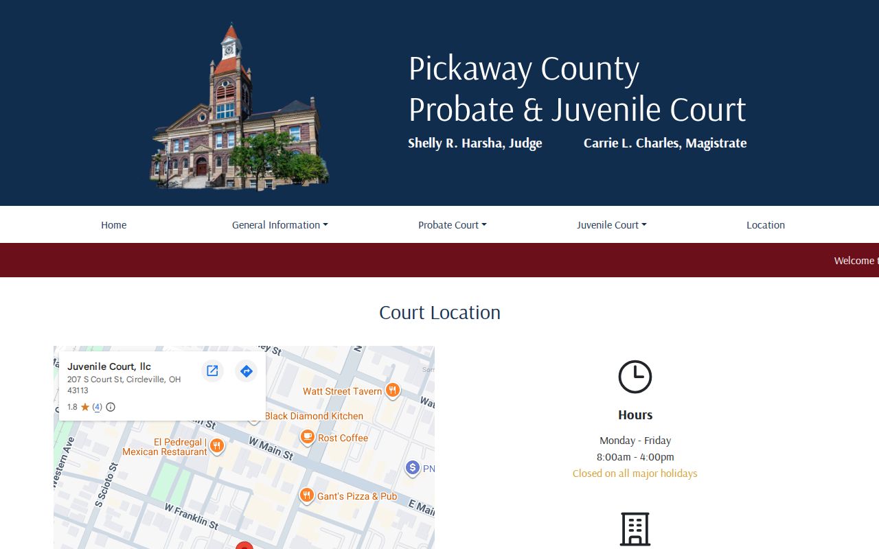 Pickaway Probate and Juvenile Court location image