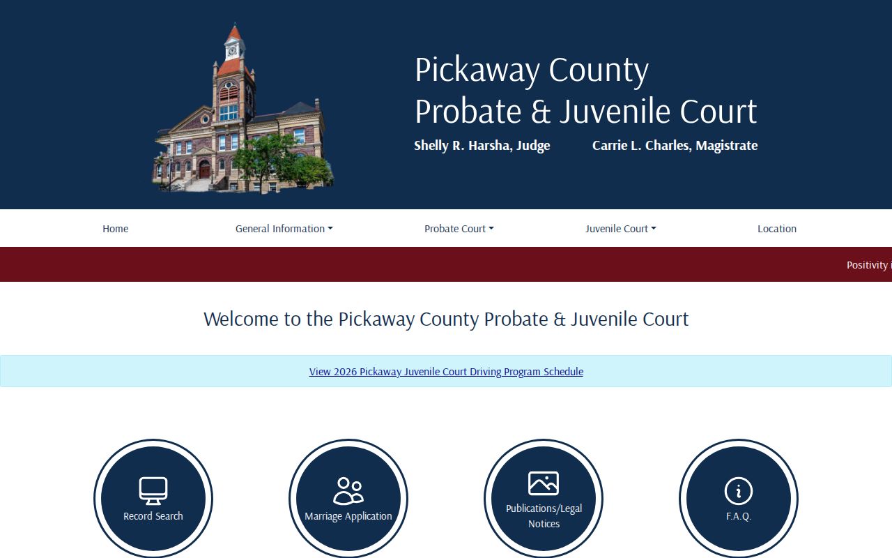 Pickaway County traffic court Probate and Juvenile Court record search